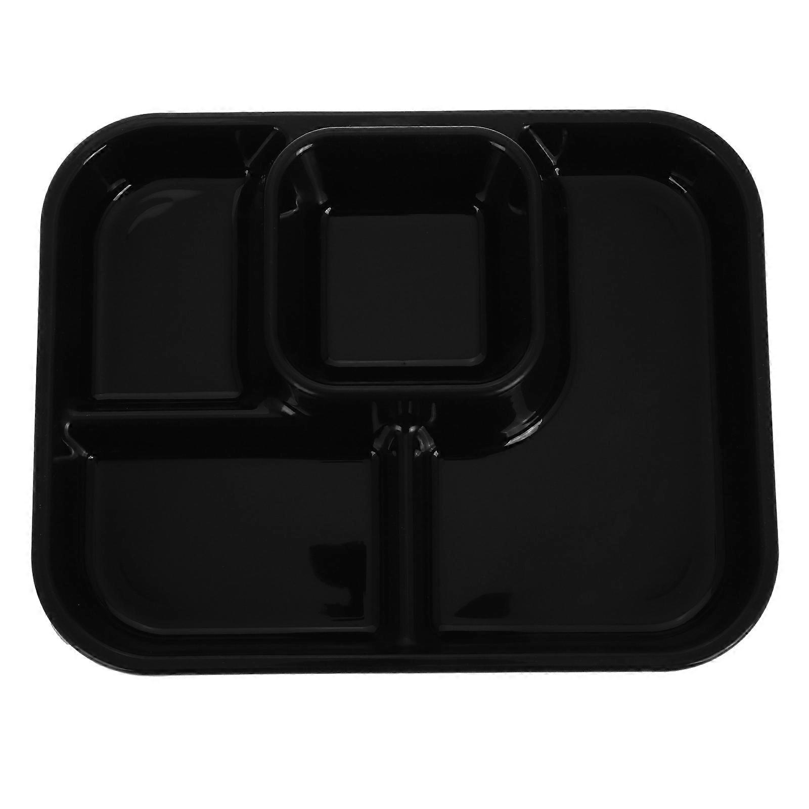 Black Divided Plate for Dinner with 4 Compartments 3Pcs Serving Tray