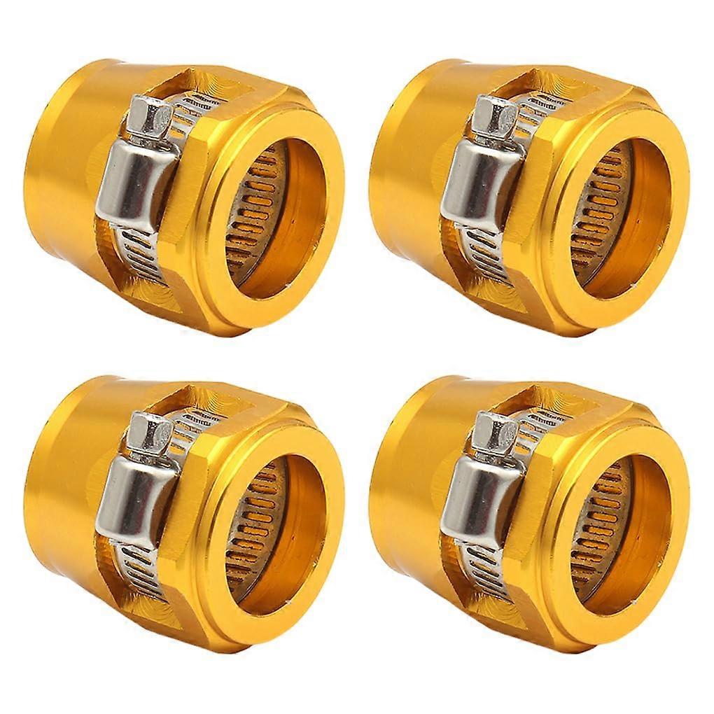 Hose Finisher Clamp Aluminium Hex AN6 Gold 4 Pcs With Screw Durable High-Performance Low Maintenance