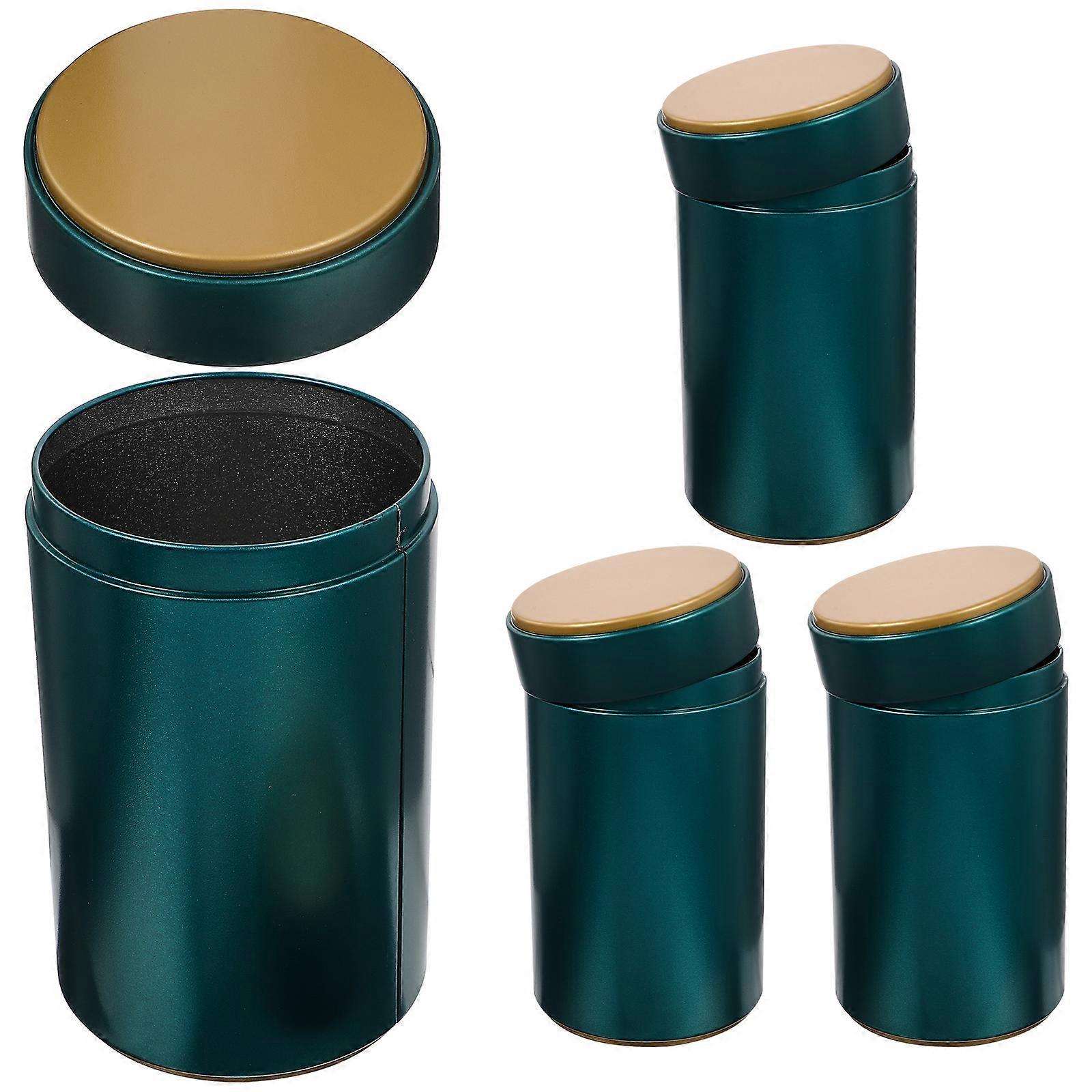 Tinplate Tea Canisters with Airtight Lids 16Pcs Dark Green Storage