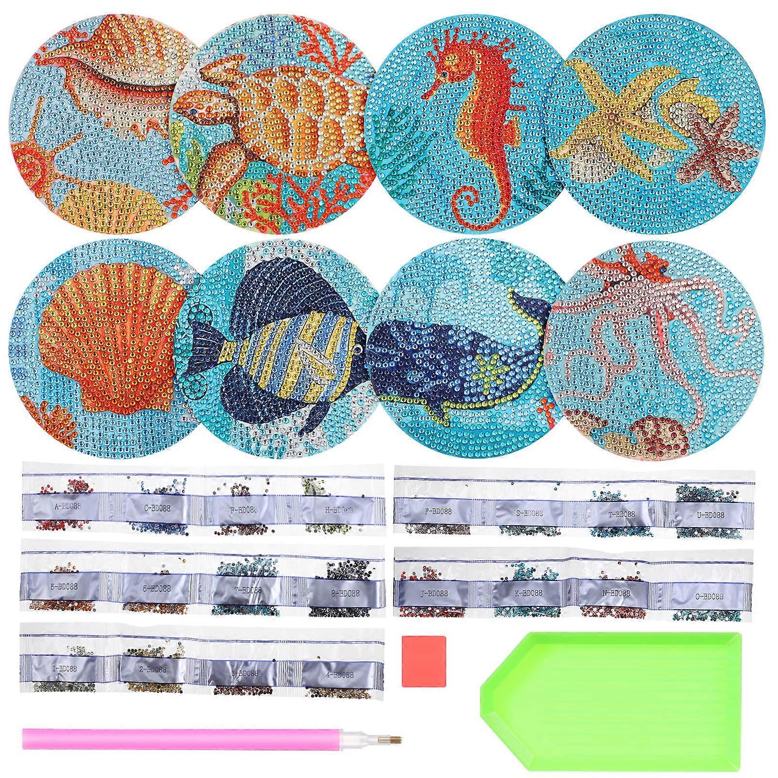 DIY Diamond Dotting Coasters Wood Set for 40Pcs Ocean Theme Crafts