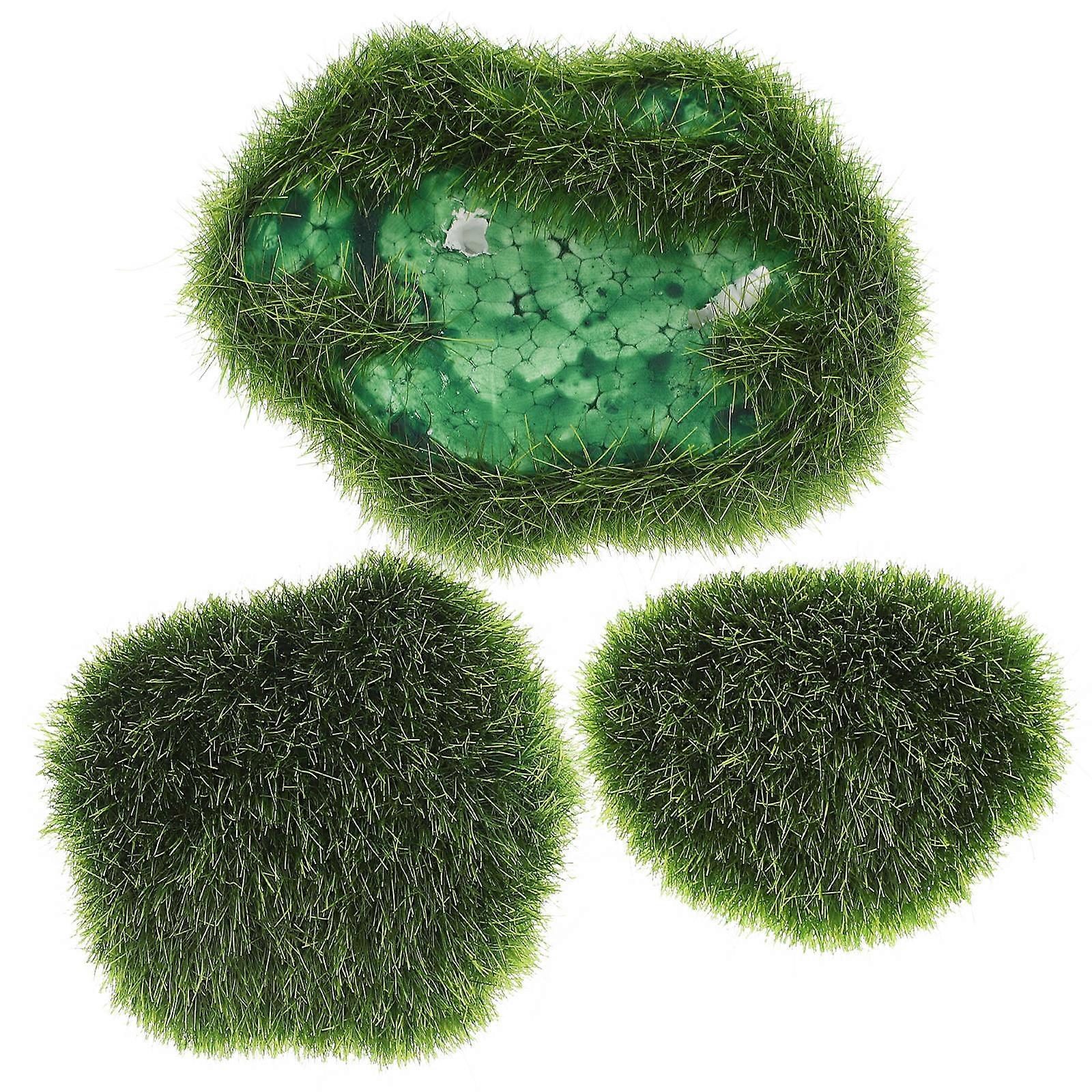 Fake Mossy Stone Garden Rocks for Decorating 15Pcs Artificial Moss Models