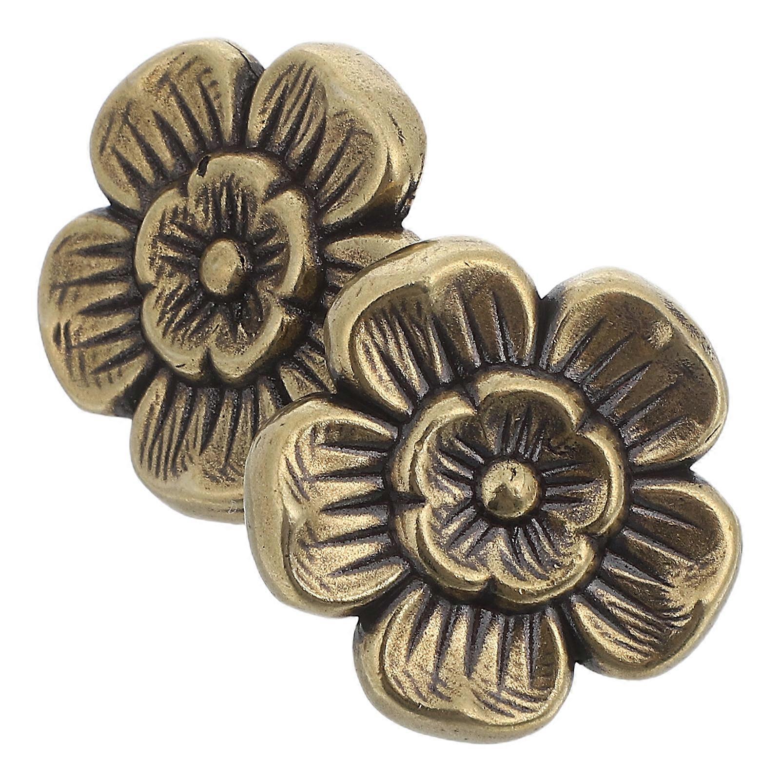 Brass Flower Cabinet Knobs Coffee for Drawer 4Pcs Vintage Hardware