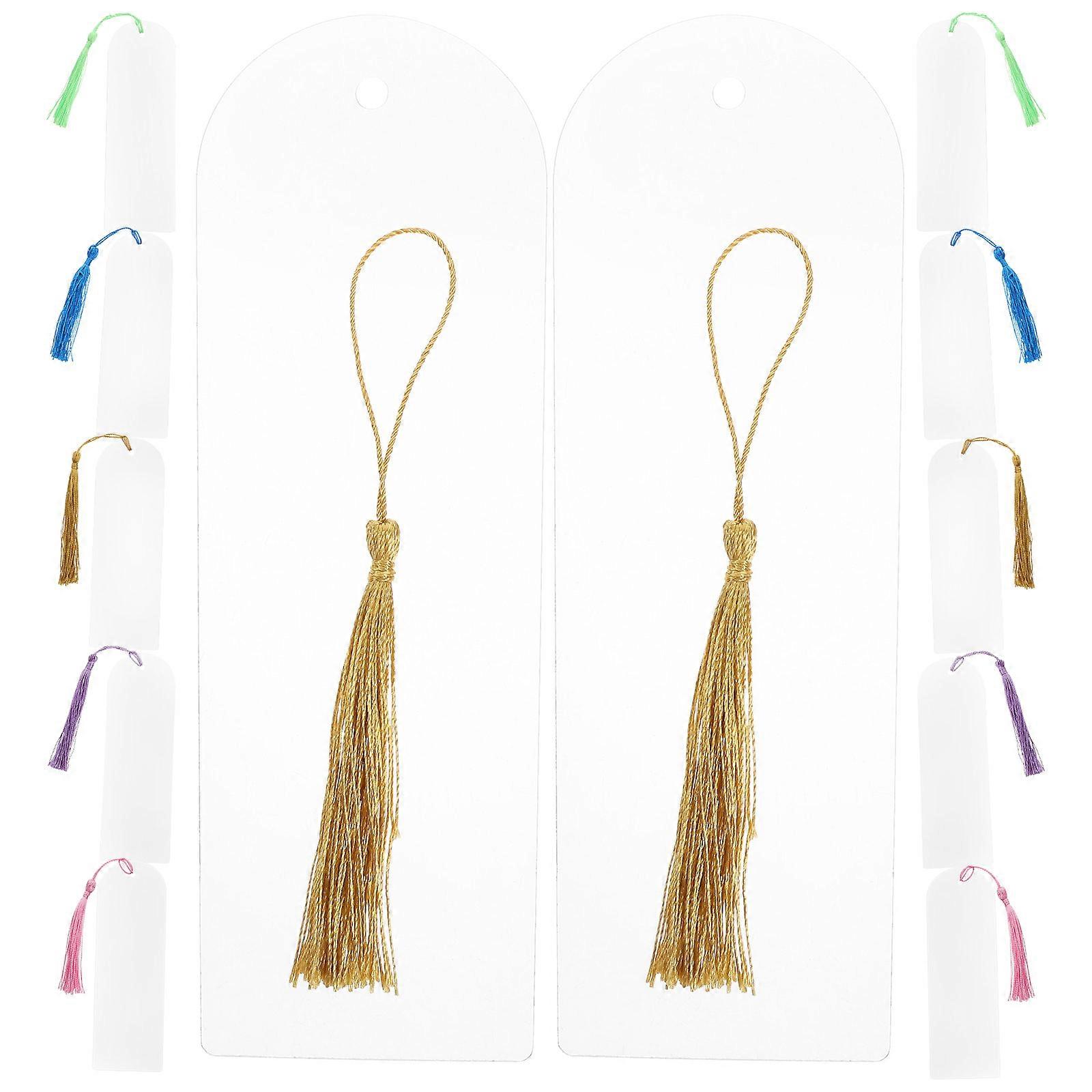 Delicate Acrylic Bookmark with Tassel for Page Marking 5Sets