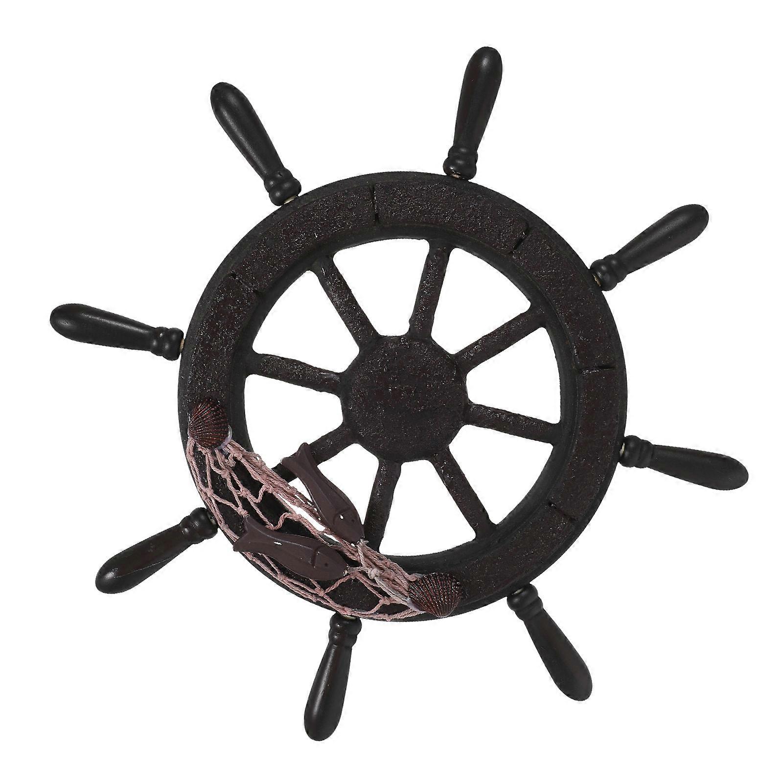 Mediterranean Ship Wheel Wooden Wall Decor for Hanging 4Pcs Set