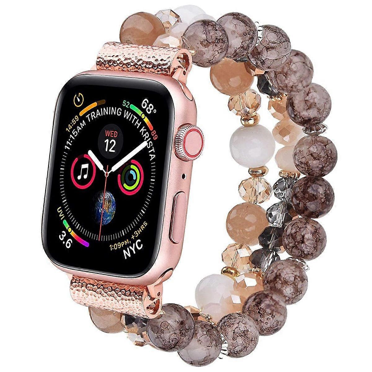 Beaded Strap Compatible with Apple Watch 9876/S10 42/44/45/49mm Replacement Strap Brown