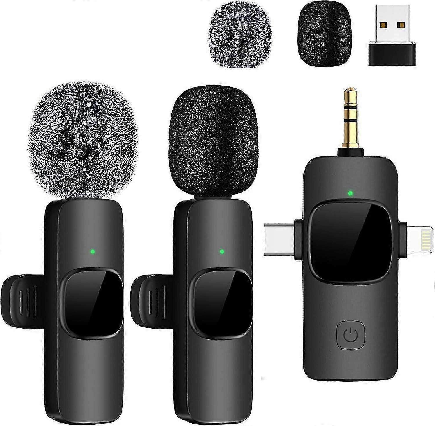 Mini Microphone for iPhone Android Camera iPad USB-C, 4 in 1 Professional