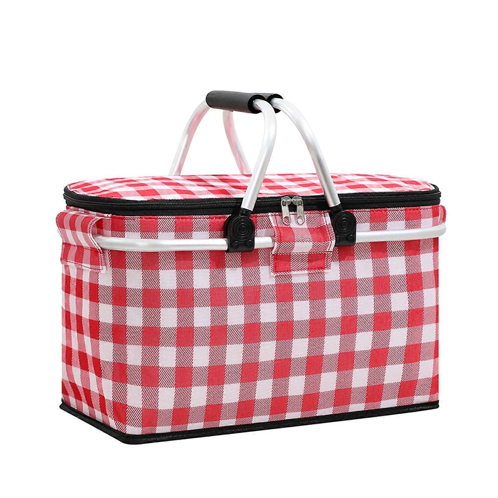 Outdoor Folding Picnic Basket, Portable Insulated Cooler Bag, Handheld Fruit Basket - Compatible with Picnic Essentials