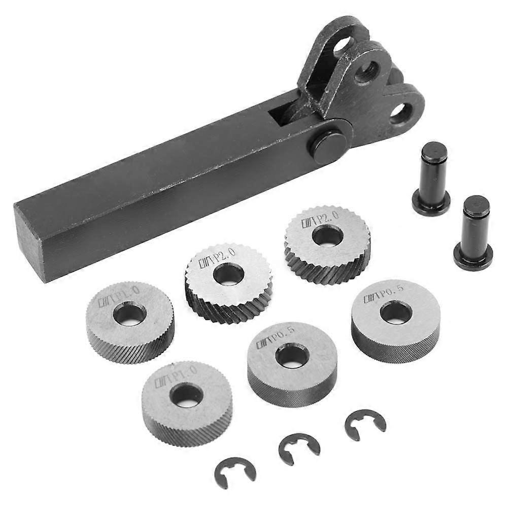 7pcs Steel Knurling Tool 0.5/1/2mm Diagonal Dual Wheel Linear Knurl Set Lathe Cutter Machine