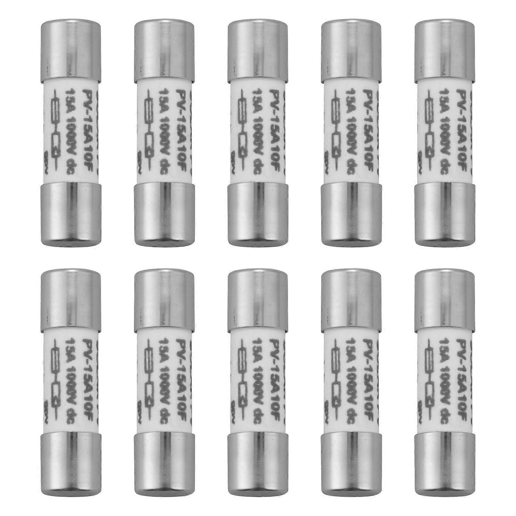 10 Pcs 1000 VDC Fuse Solar PV Explosion-proof Fuse Silver - 15A