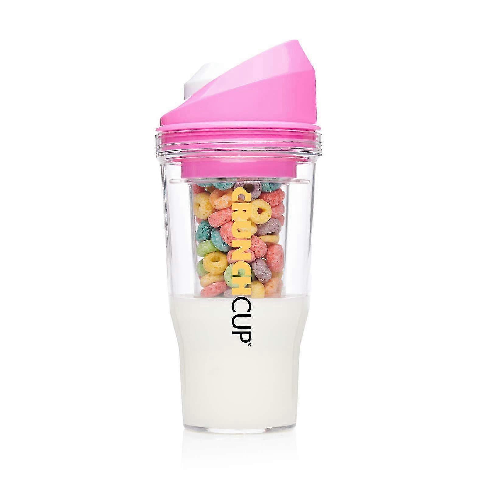 Portable Plastic Cereal Cup for On-the-Go Breakfast, Milk Container with No Need for Bowl or Spoon - Watermelon Red