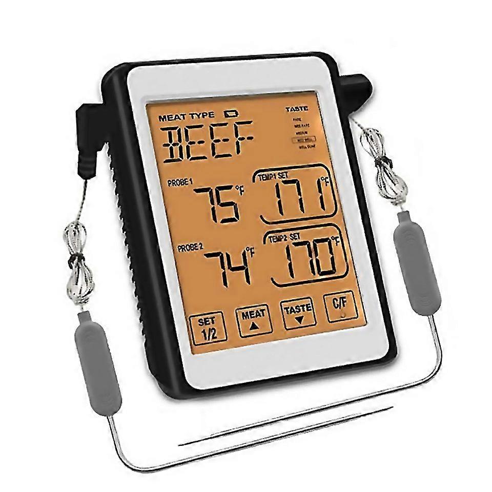 For Ch212 Dual Probe Color Screen Smart Alarm Grill Kitchen Thermometer Backlight Orange