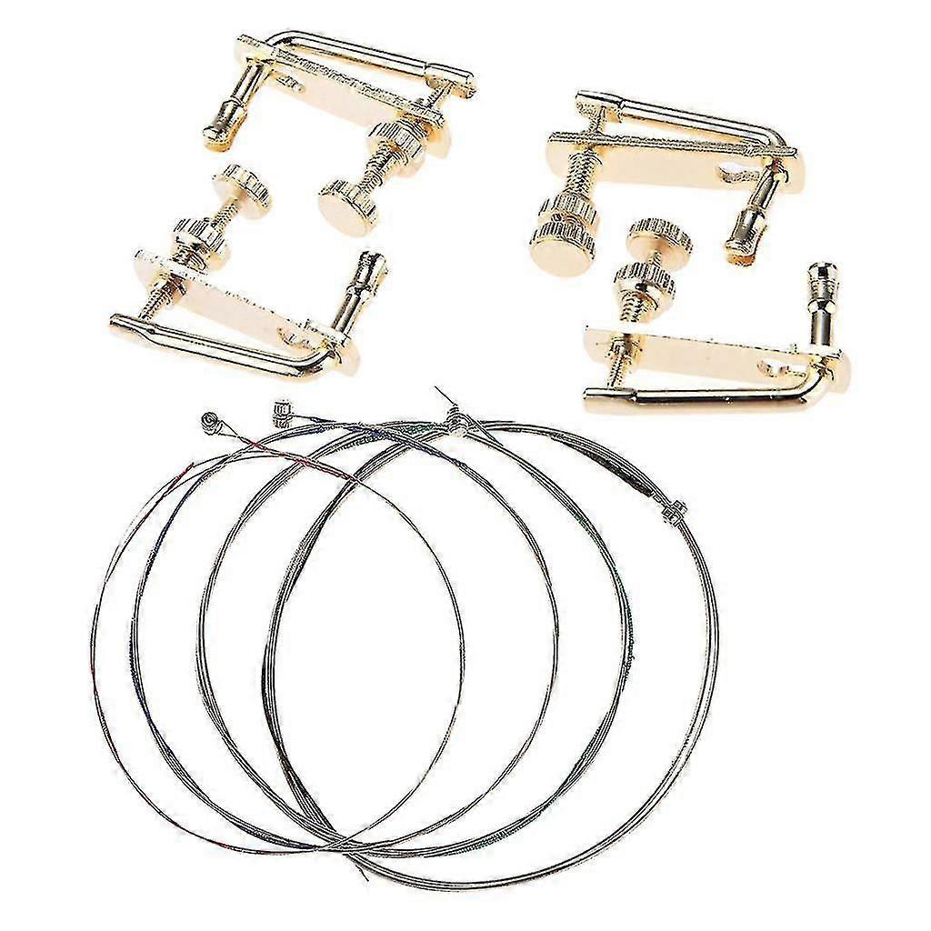 4pcs Golden Copper Violin Fine Tuners Adjusters With Strings Set For 4/4 Violin Fiddle