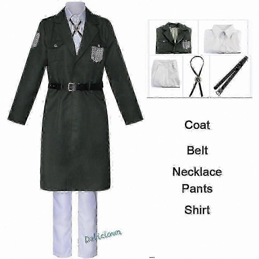 هجوم على تيتان تأثيري ليفي زي Shingeki No Kyojin الكشافة الفيلق الجندي معطف سترة الخندق زي الرجال هالوين الزي