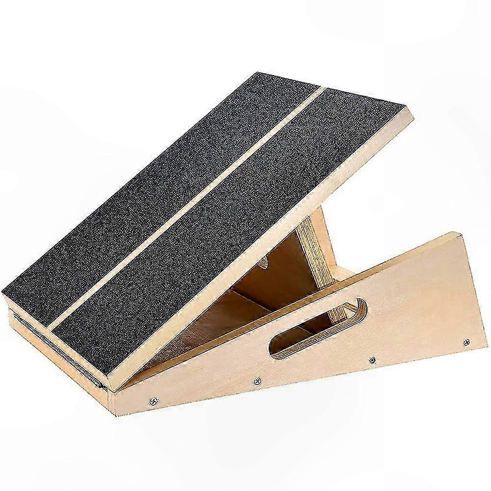 Adjustable Wooden Incline Board with Non-Slip Surface for Calf Stretching and Support