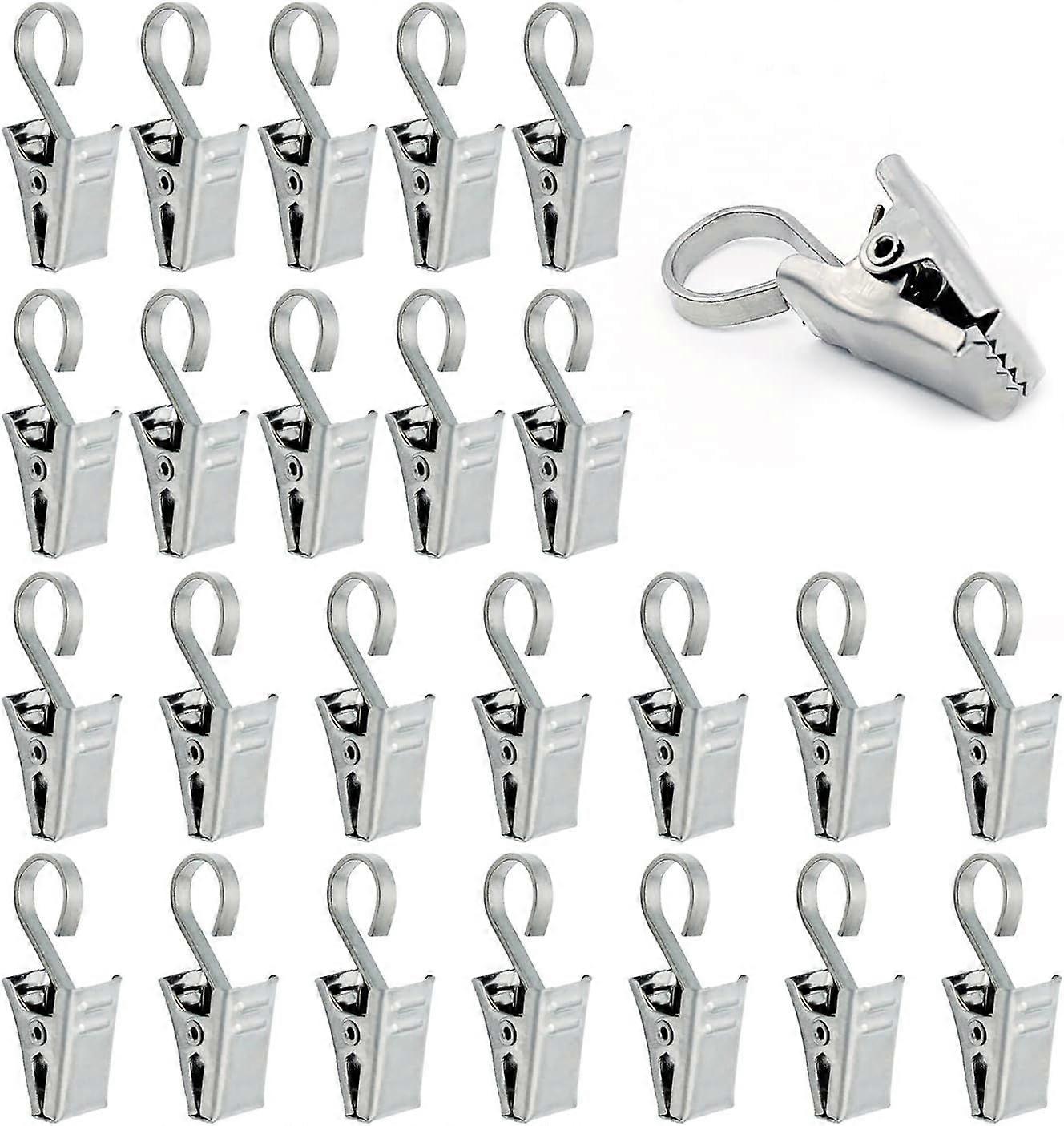 24 Pcs Set of Curtain Clips Stainless Steel Curtain Hooks Multi-function Curtain Entrainment Hooks Bath Curtain Rod Hook Clips Used to Hang Curtains L