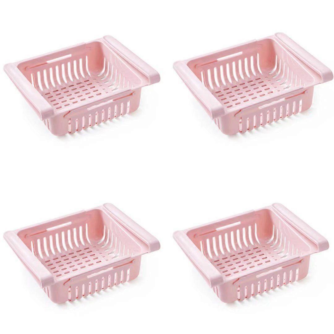Refrigerator Sliding Storage Box Refrigerator Partition Layer Refrigerator Storage Refrigerator Partition Layer (4 Pink)