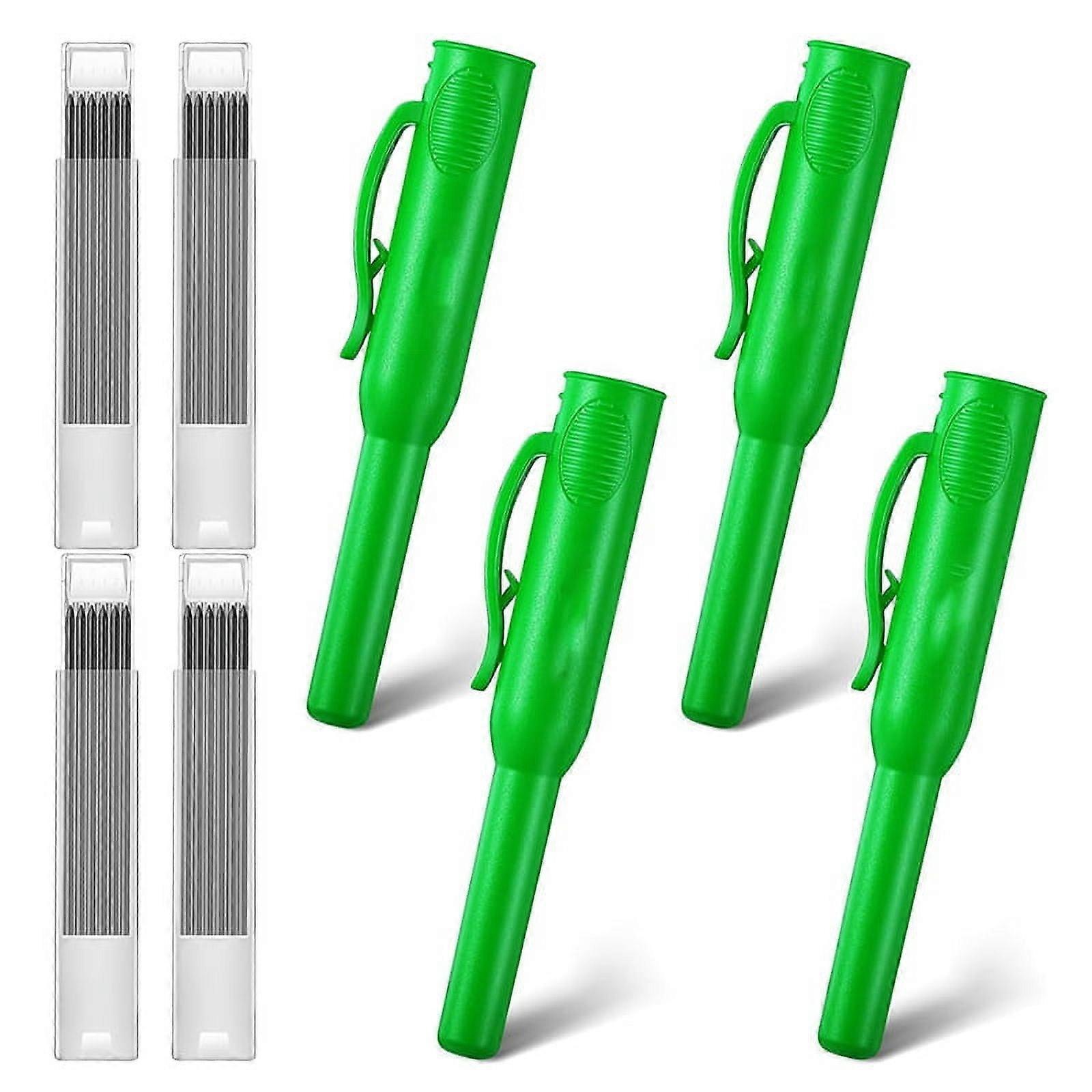 4 Pcs Solid Carpenter Pencil Caps with 24 Refills,Marking Scribe Tools Pencil Protective Cap for Construction,Architect