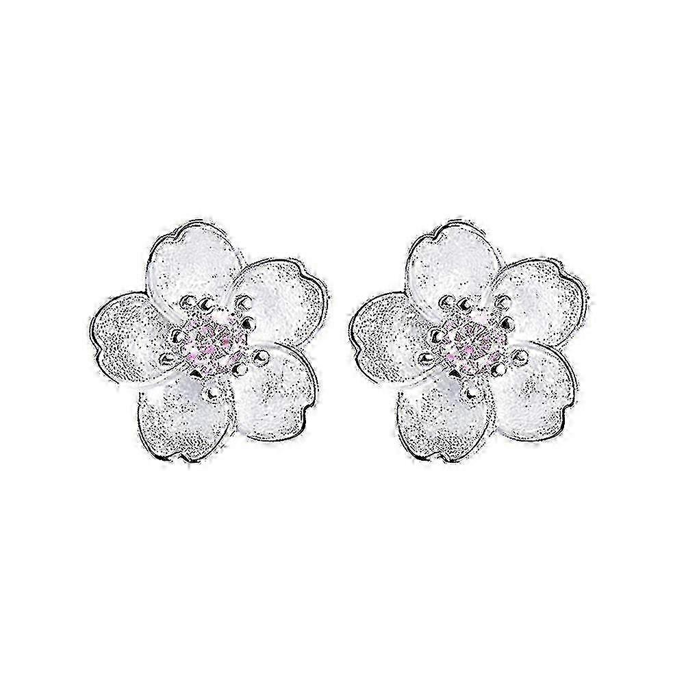 Cherry blossom earrings for ladies with silver stud design