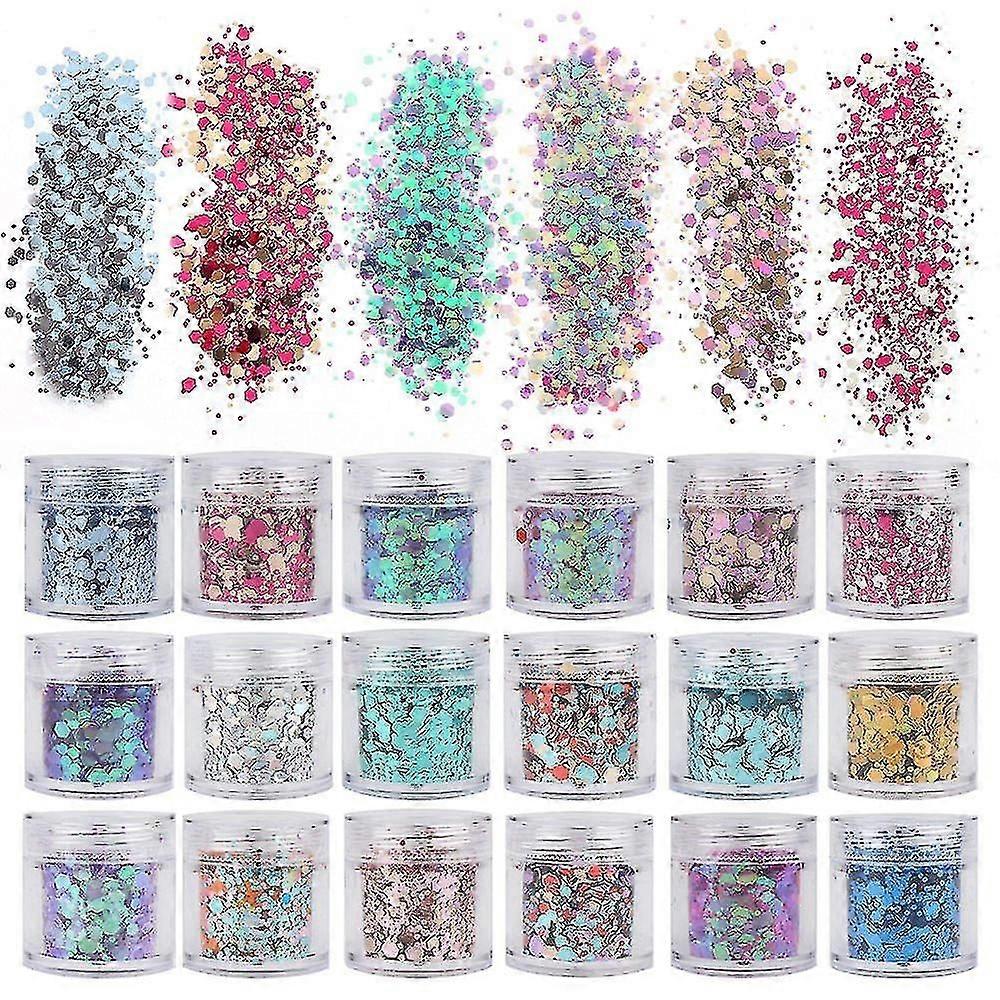 18 Boxes Body Glitter,chunky Glitters Sequins,nail Iridescent Flakes