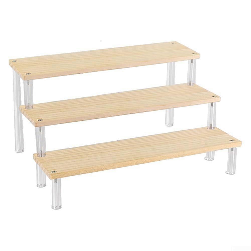 Wooden Ladder Shelves 3Layer 30cm Adjustable 15 Tier Display Rack SpaceSaving Organizer For Collectibles Cosmetics