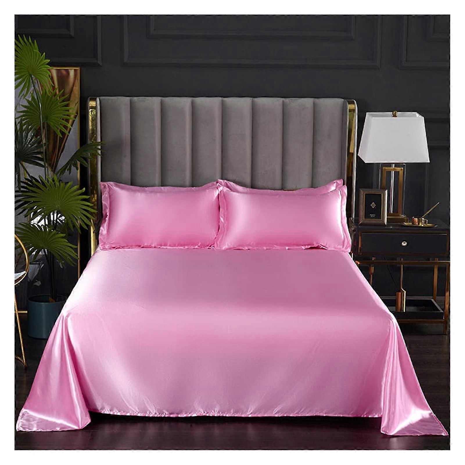 Bed Sheet Ice Cool Fabric Flat Sheet 250x230cm 98x90in Satin Smooth Summer For Double Bedding No Pillowcase