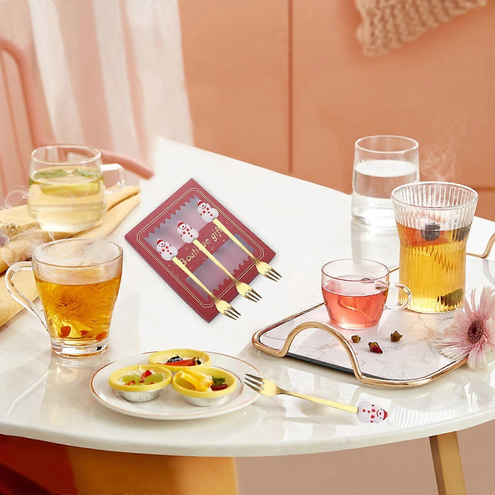 Stainless Steel Fork Creationary Christmas Tableware Coffee Fork Dessert Fork Gift Box Set