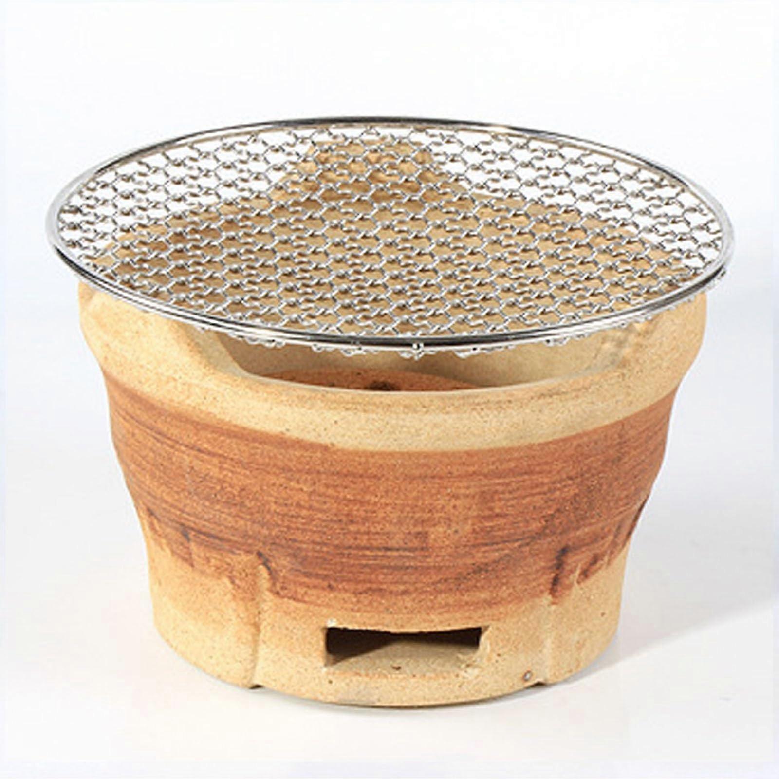 Clay Charcoal Stove Camping With Grill Net Pack Of 1 Brown And White Size L