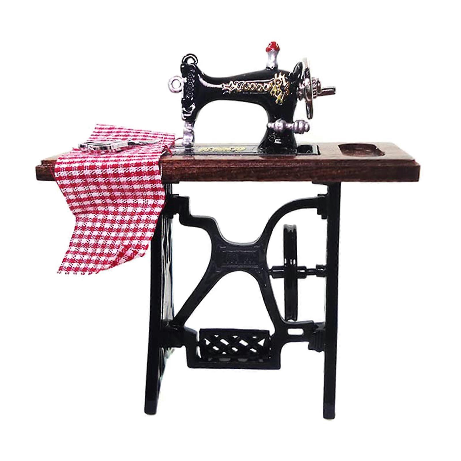 Handcraft Miniature Sewing Machine And Tool Set For 1/12 Scale Dollhouses Display Craft Model Project Decoration Multicolor