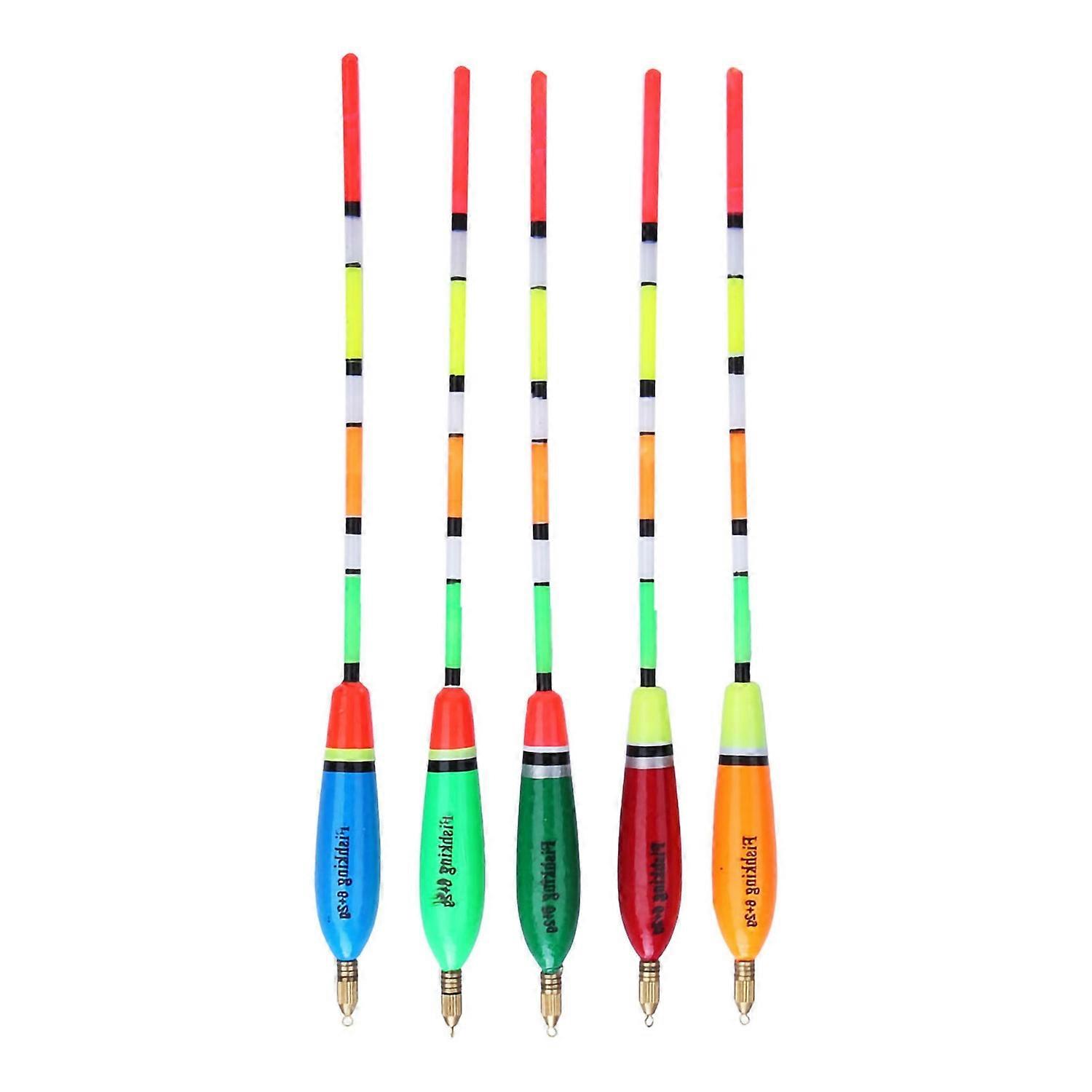 5PCS Multiple Color Balsa Wood Fishing Float Bobber Bite Indicator Angling Equipment(6+2g )