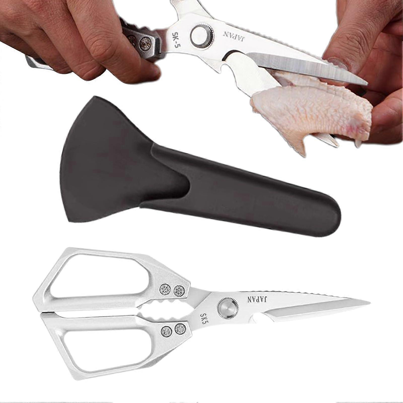 Robust Kitchen Scissors, Ergonomic AllPurpose Kitchen Scissors, NonSlip Grip, Portable Tool, Silver
