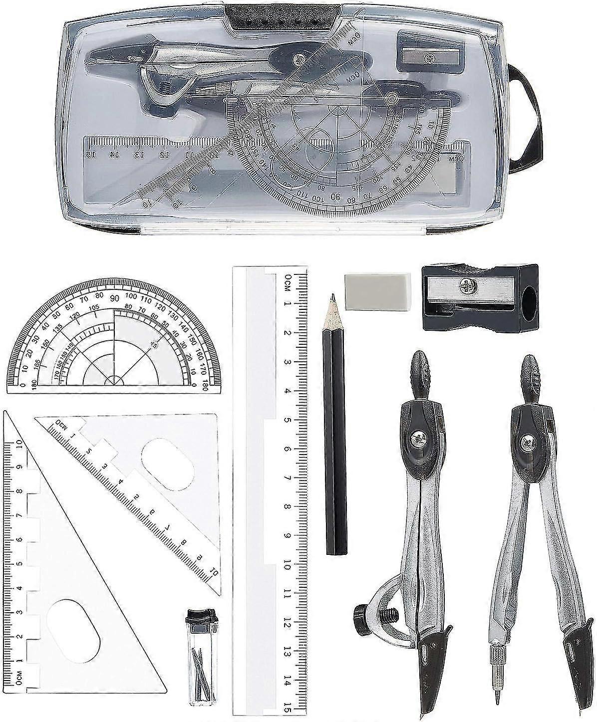 10 Piece Compass For Geometry Math Geometry Kit, Geometry Set With Compass For School And Office