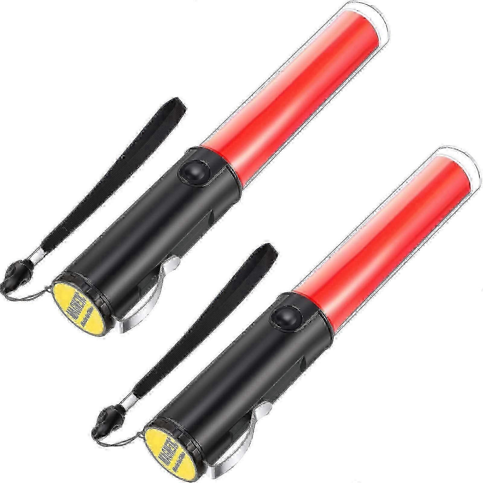 2 Pieces Led Signal Wand Traffic Flashlight, 11 Inch, Battery Powered,,, Wide Application Edition 0809