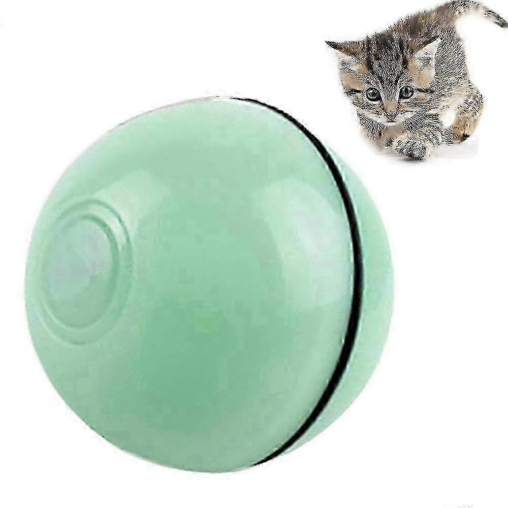 Cat interactive toy ball with LED light, 360 degree self-turning ball, usb rechargeable cat ball toyGreen
