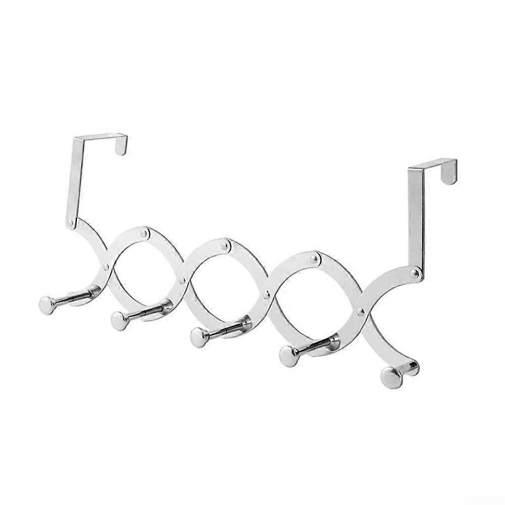 Retractable Stainless Steel Radiator Clothes Drying Rack with 5 Hooks for Towels Hats Keys and Kitchen Storage