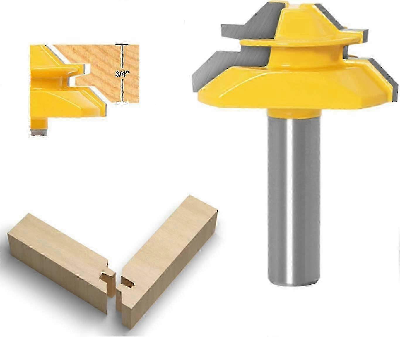 45 Degree Lock Miter Router Bit 12.7mm, Aplus Woodworking Milling Cutter, Grooving Cutter, Tenon Joint Cutter For Woodworking Cutting Tool For Engravi