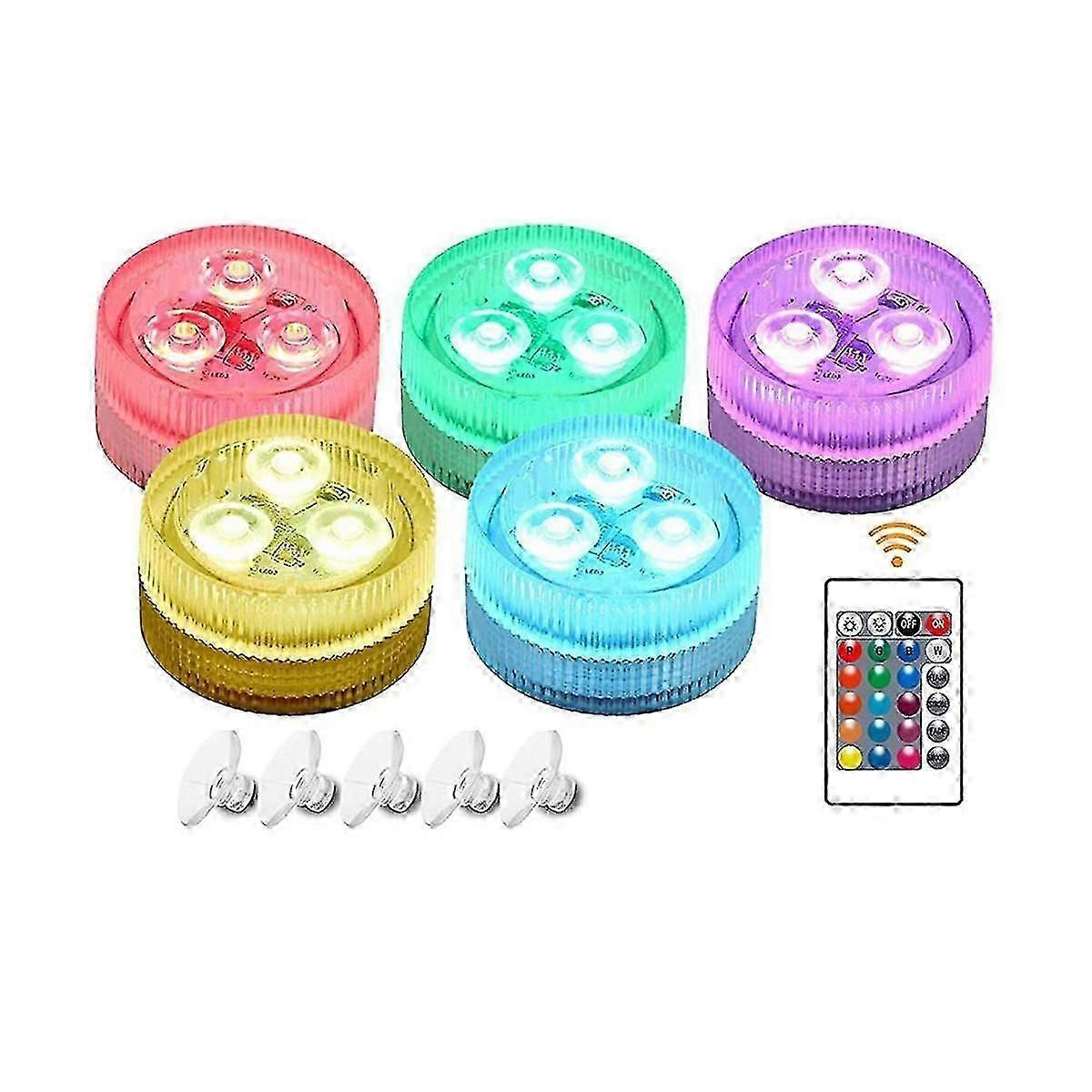 5pcs Light Rgb Multi Multi Multi -colored Led Pond Lighting Waterproof Tea Lights avec télécommande et