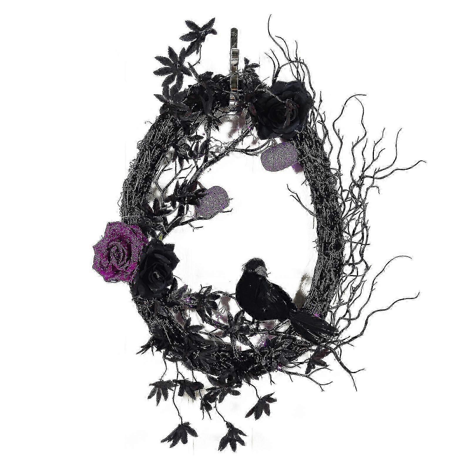 Guirlanda Oval de Halloween com Galho Morto e Cabeça de Abóbora - 17.7x13.8 Polegadas