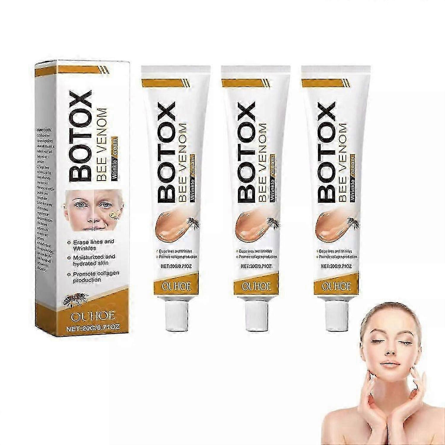3Pcs Botoxin Bee Venom Firming Serum Cream, Reduce Wrinkles And Fine Lines, Bee Venom Anti-Aging Cream for All Skin Types