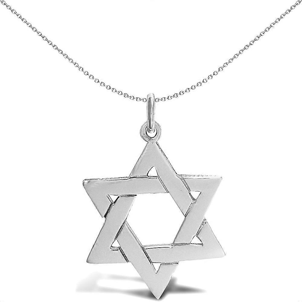 Jewelco London Sterling Silver Magen David Star Charm Pendant 29mm