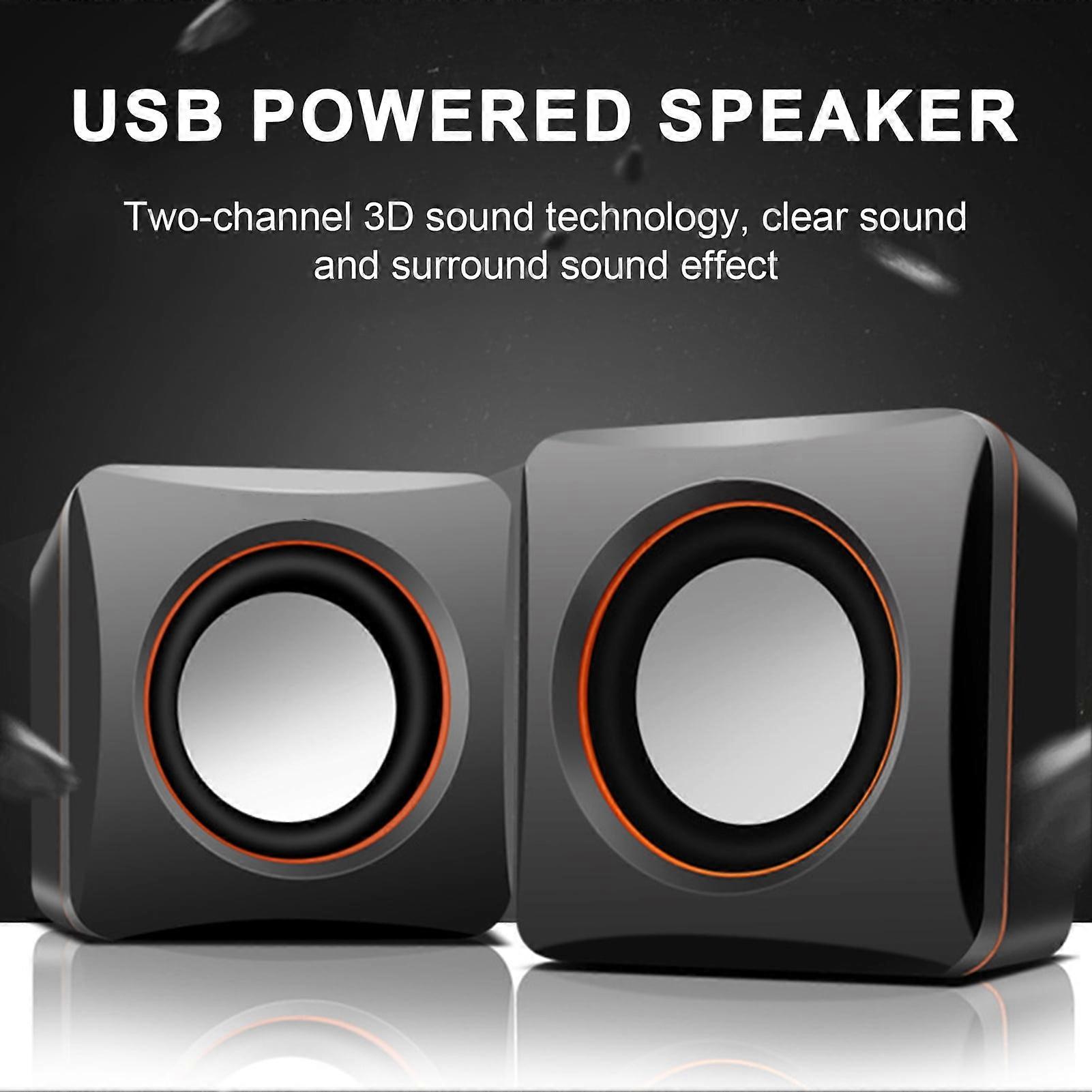 SUSUchens 1 Pair Wired Speaker Portable USB Powered Mini Loudspeaker 3.5 Jack Subwoofer Speaker for Computer Laptop Black