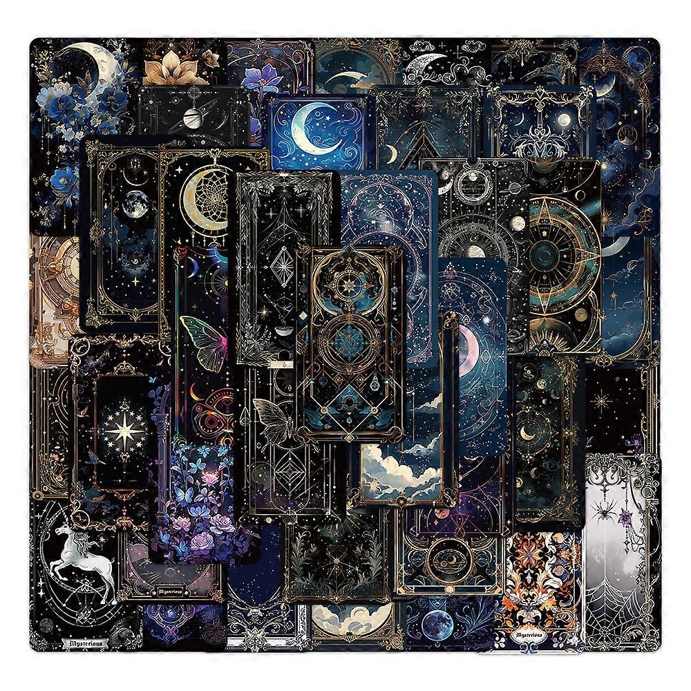 50 Gothic-style Mysterious Journey Stickers, High-Quality Waterproof Decorative Stickers, DIY Computer Journaling Materials
