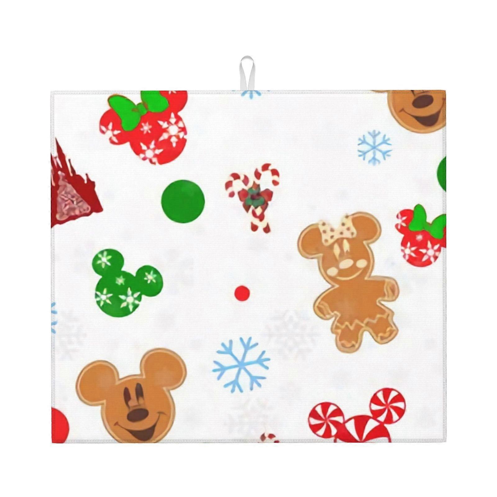 Mickey Mouse Dish Drying Mat For Kitchen Counter, Microfiber Dish Mat, Fast Absorbent Draining Pad