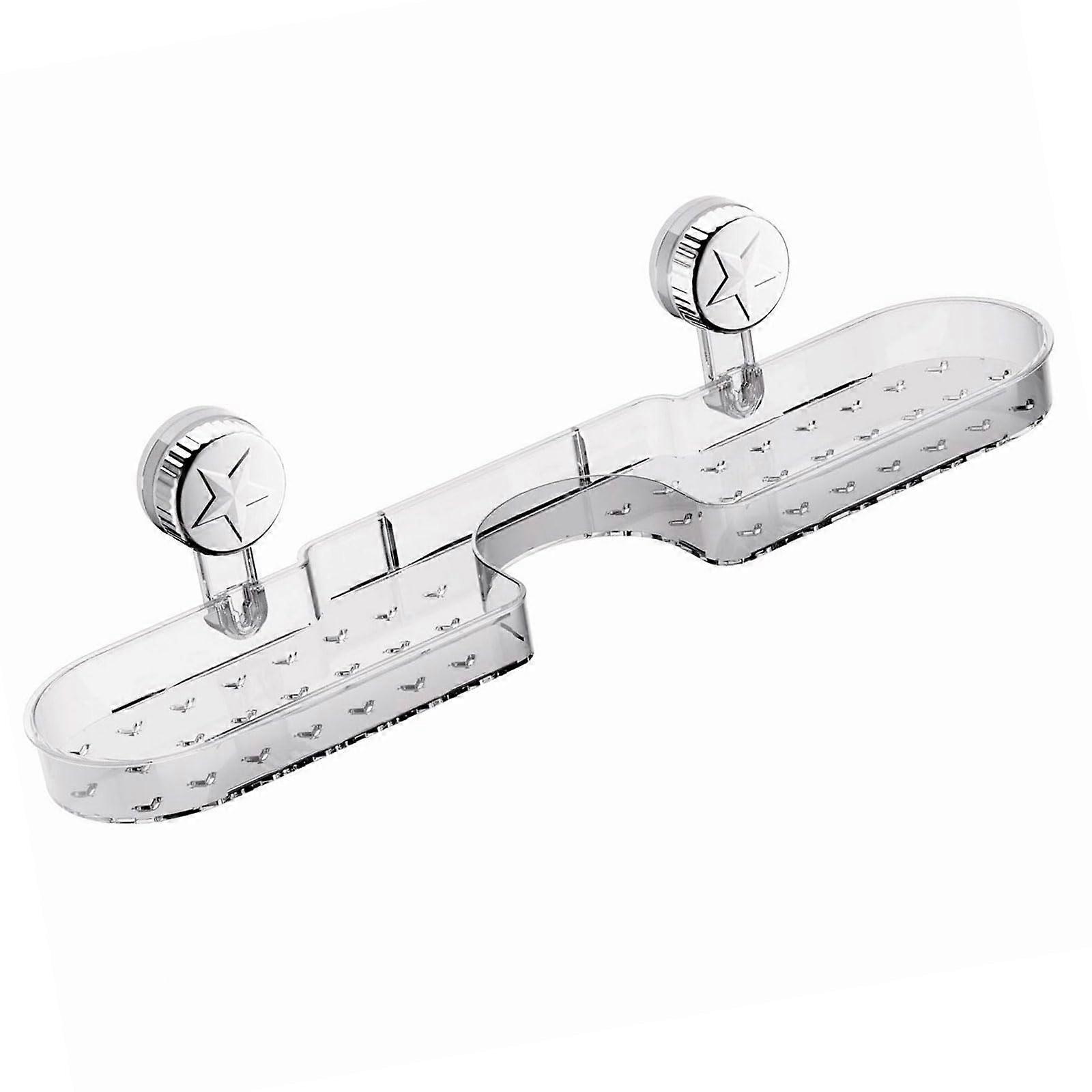 Shower Caddy Wall Mounted with HeavyDuty Suction Cups NoDrill Bathroom Organizer Shelf Transparent White