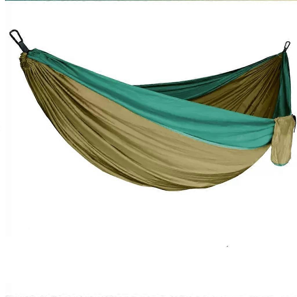 Camping Hammock with AntiRollover Design, Breathable Fabric, Lightweight Travel Size, Brown and Dark Green 300x200cm