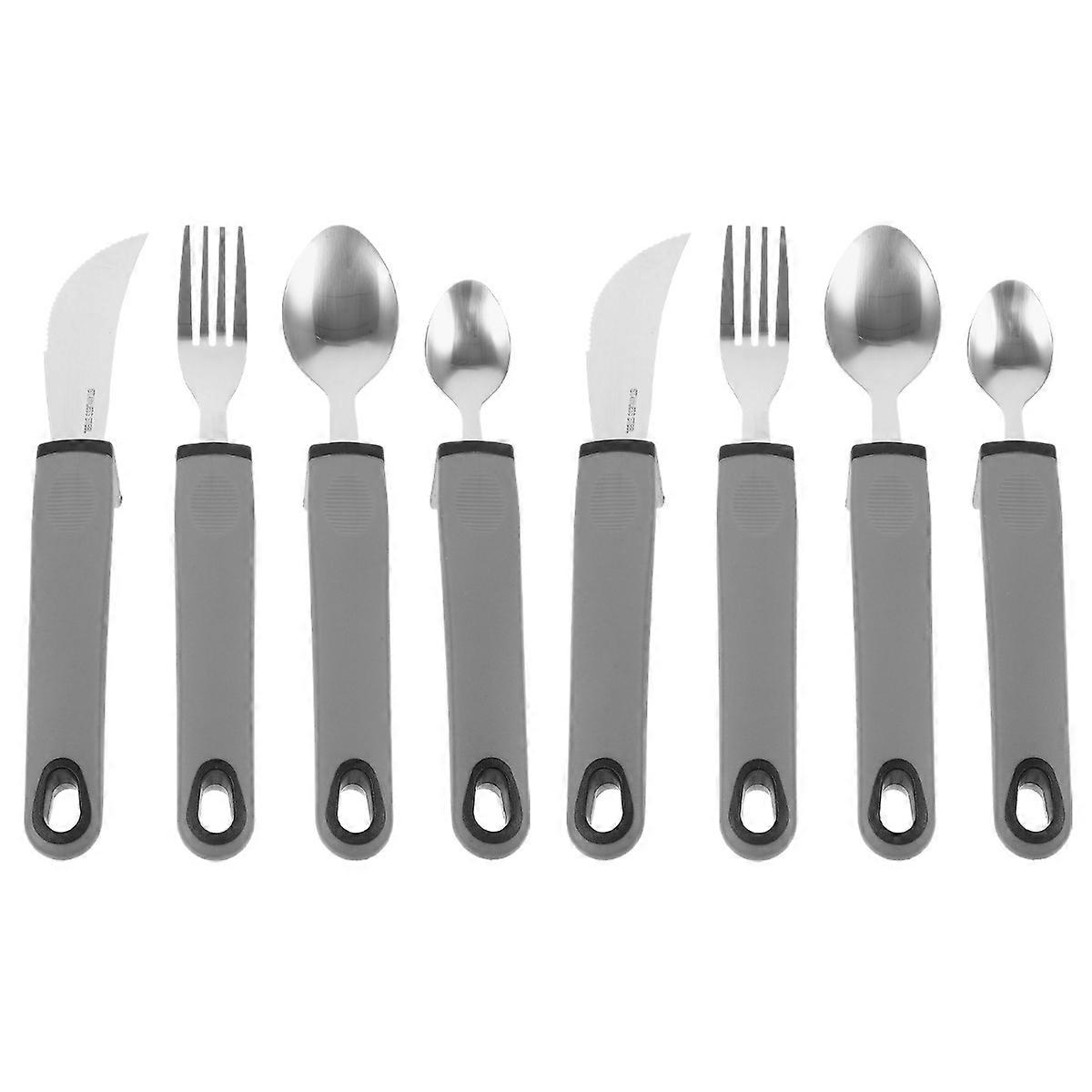 2 Sets of Anti-shaking Tableware Portable Utensil Anti-slip Adaptive Tableware Adult Tableware for Elderly