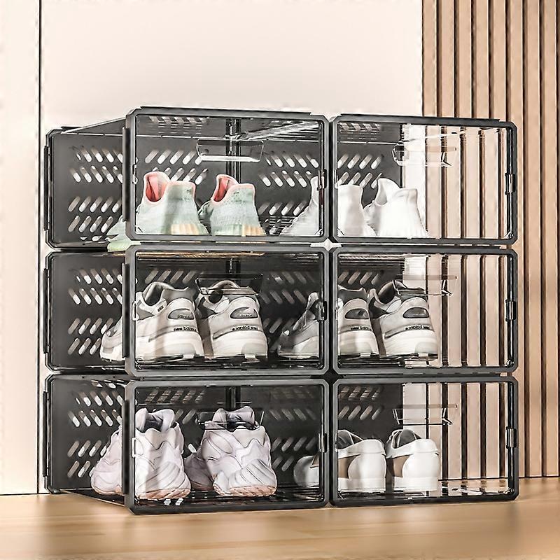 Drawer Type Plastic Shoe Box Dustproof Flap Folding Transparent Storage Box