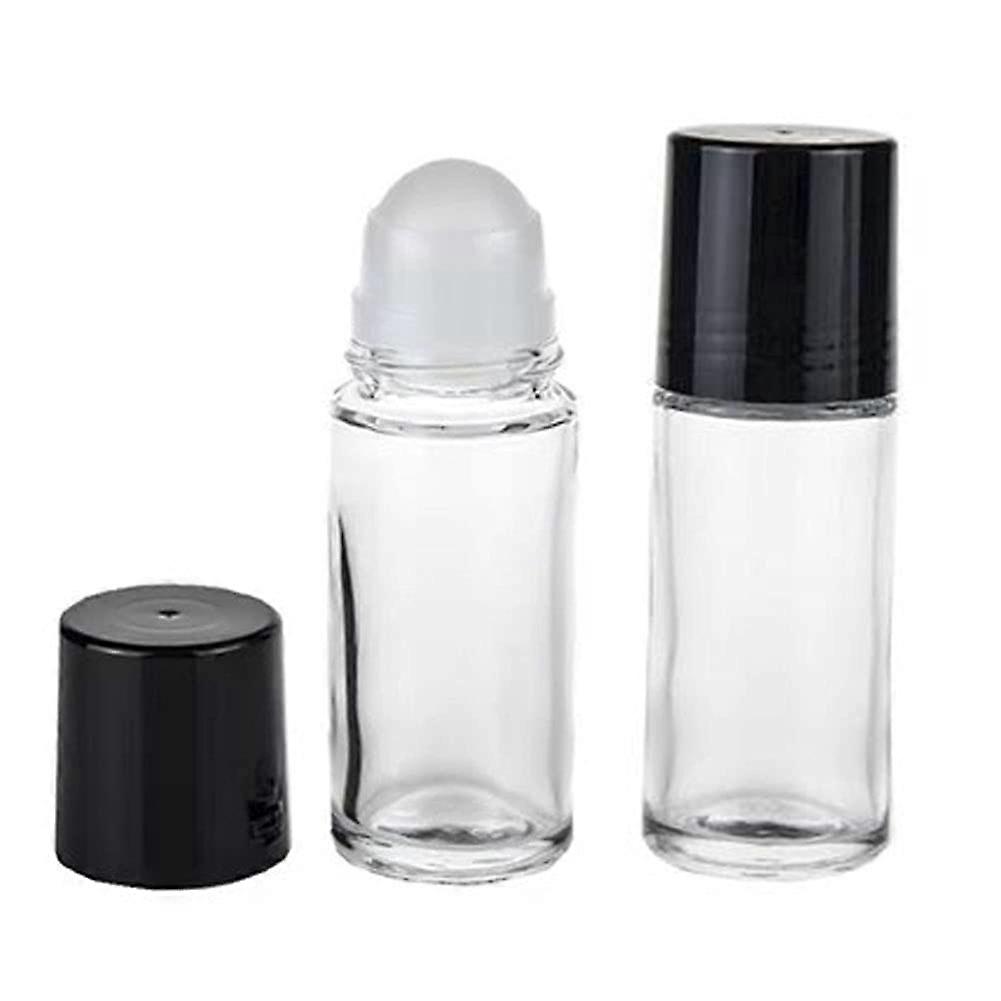 2 Pcs 50ml Glass Roller Bottle Empty Roll On Container for Deodorant Sunscreen Moisturizer Cosmetics