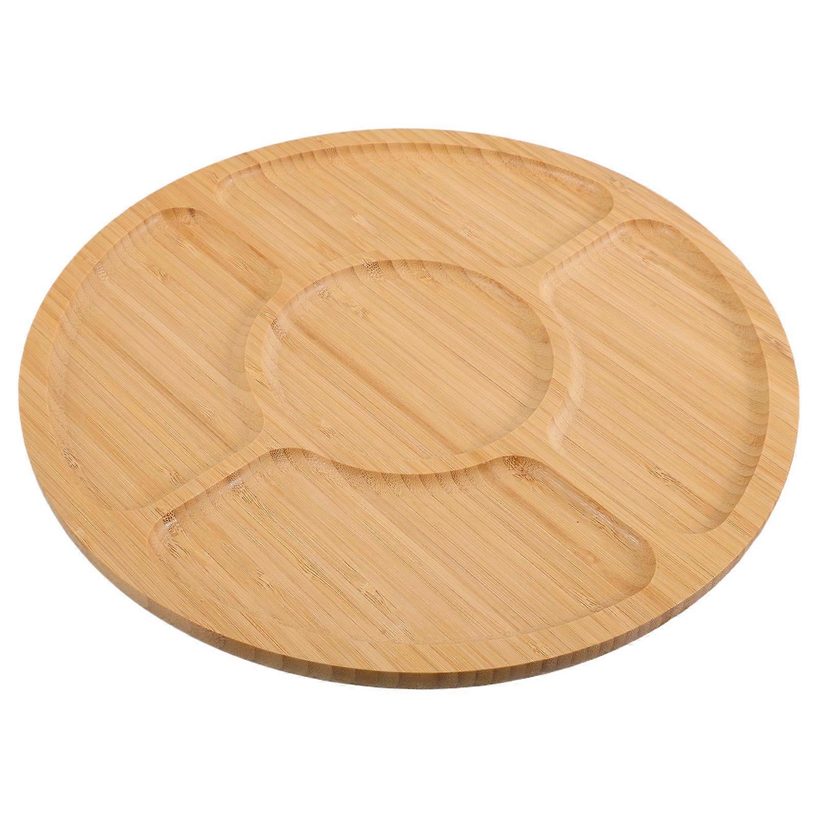 Wood Divided Serving Tray Round for Appetizer Snacks Tray