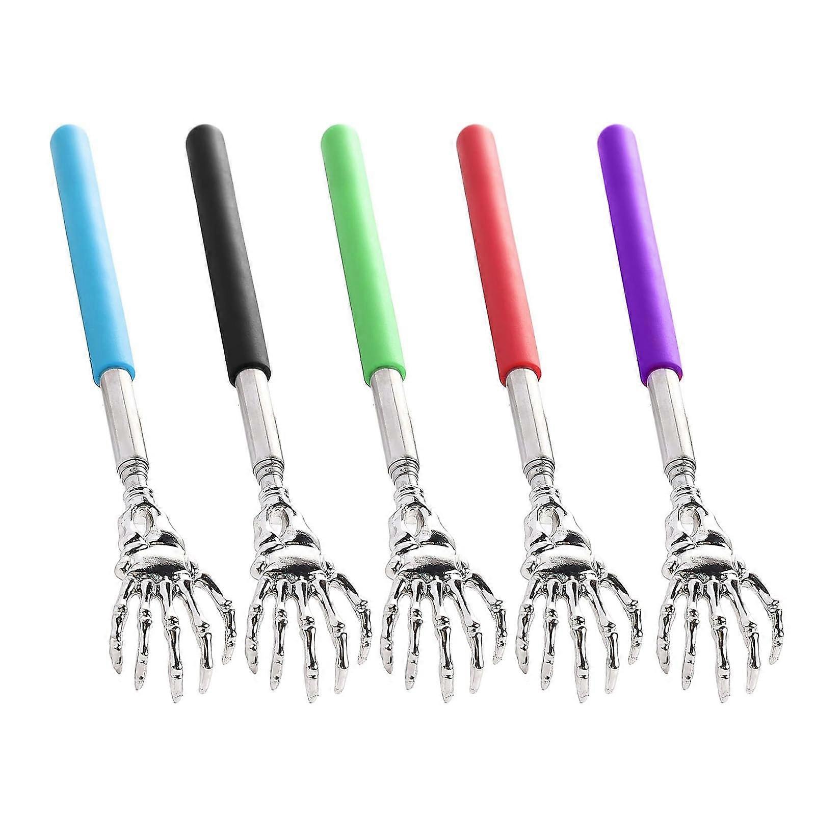 5Pack Stainless Steel Telescoping Back Scratcher Set with Soft NonSlip Handle for HardtoReach Relief