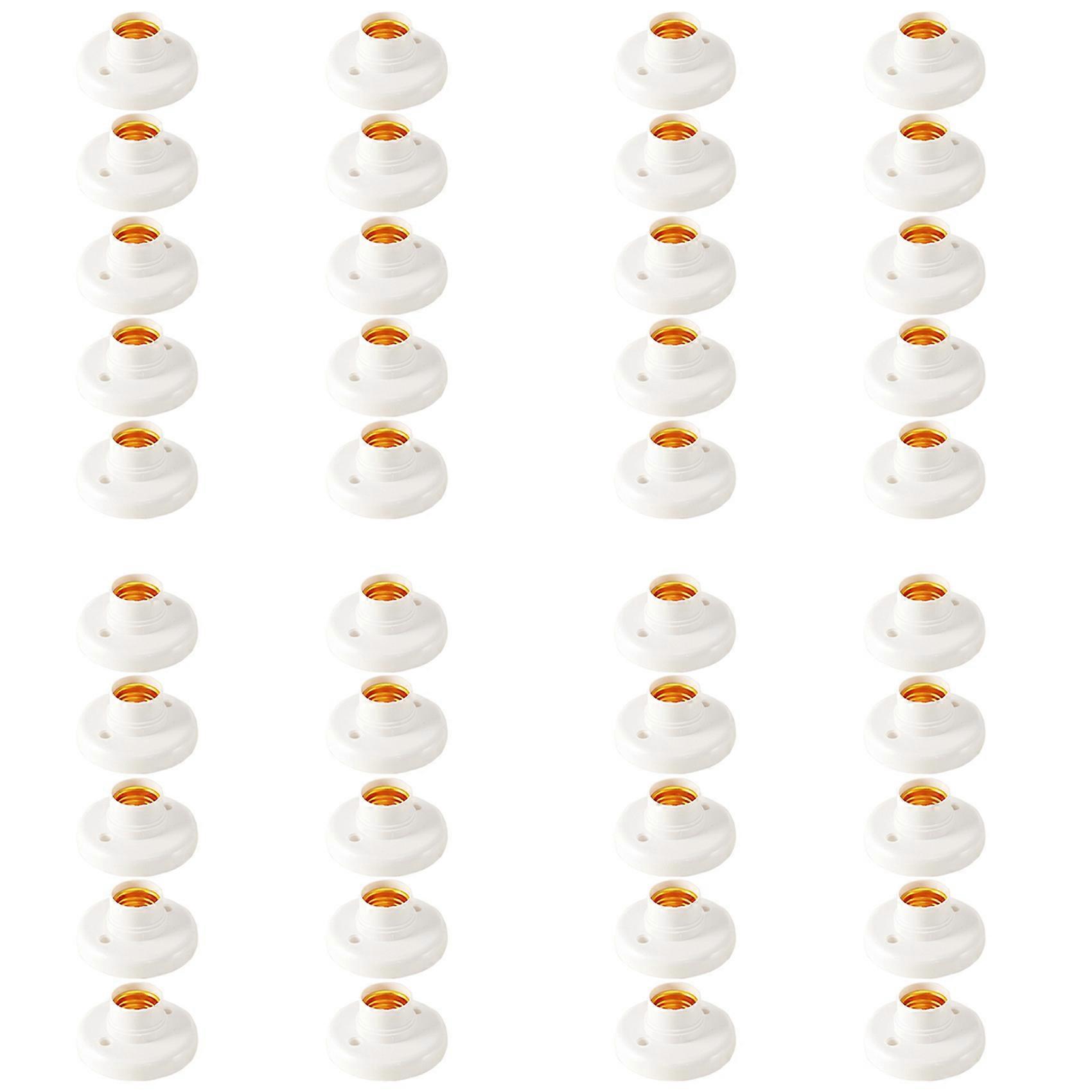 40Pcs E27 Plastic Screw Lamp Holder Round Lamp Holder Bulb Socket Holder Adapter